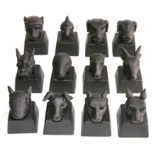 Wholesale Natural Black Obsidian Zodiac Animal Carved Figurines Crystal Carving For Gift